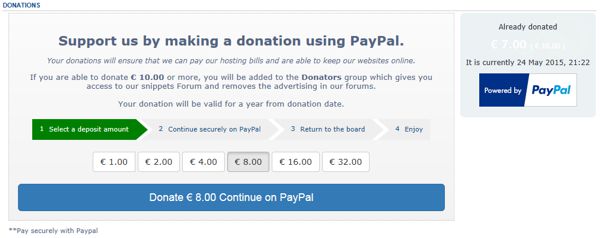 Paypal donatie formulier